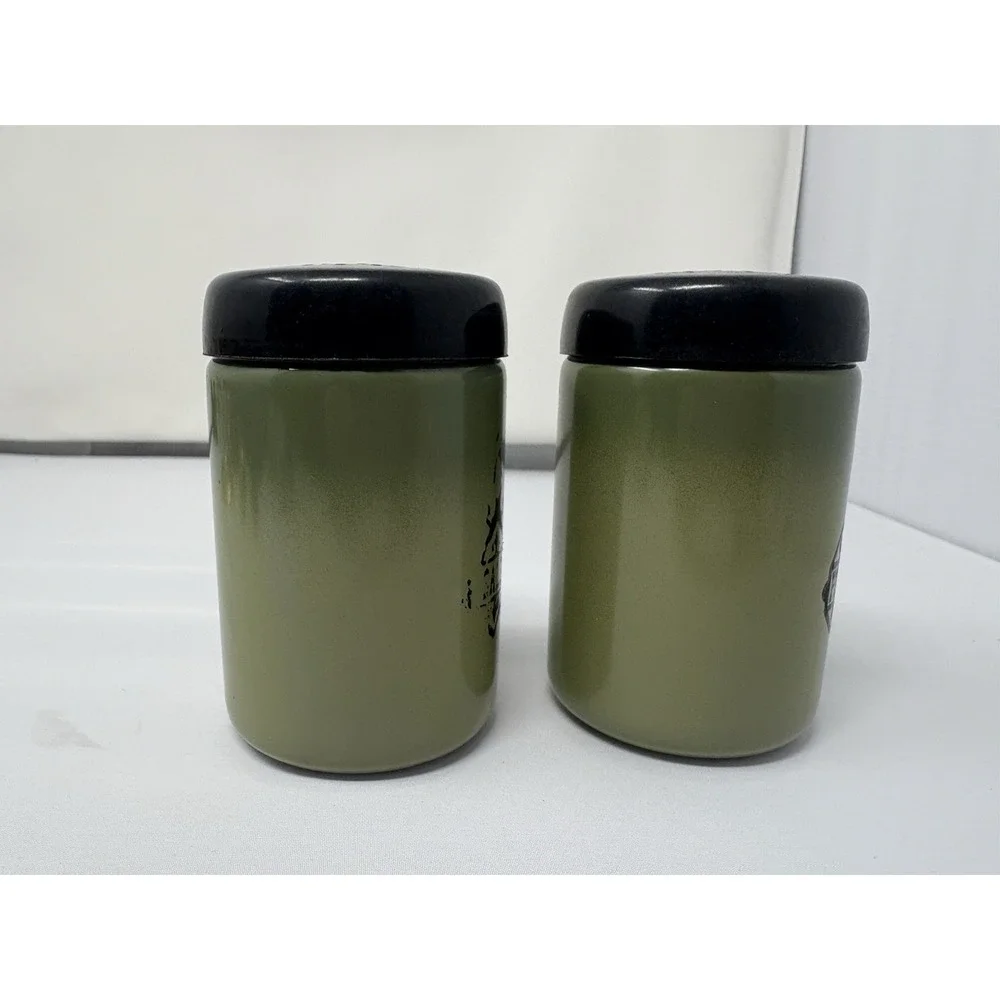 Vintage West Bend Salt &‎ Pepper Shakers Mid Century Modern Olive Green  4